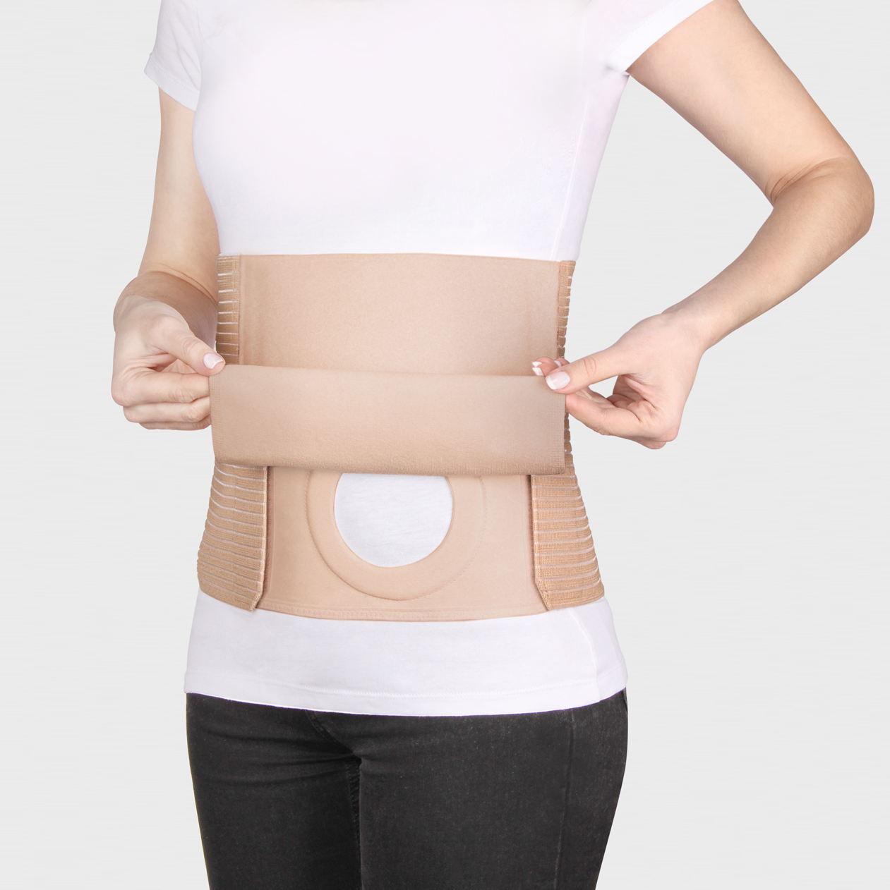 Stoma bilan og'rigan bemorlar uchun operatsiyadan keyingi bandaj. Balandligi 25 sm. ПО-25СТ